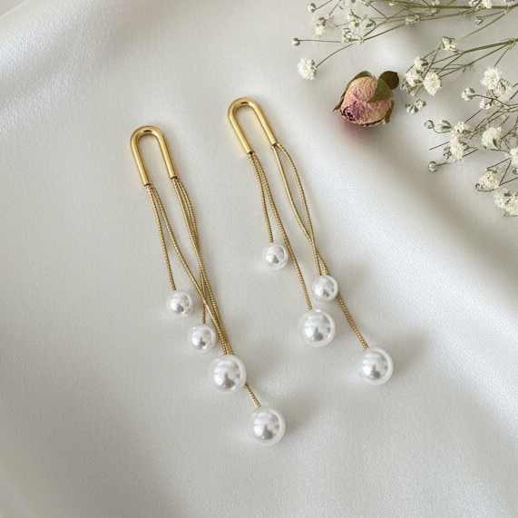 Gold Pearl Drop Earring