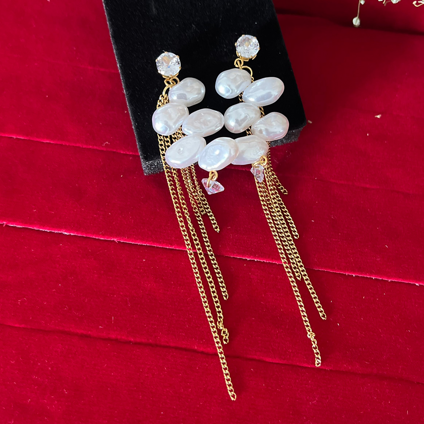 White Pearl Tassel Earring