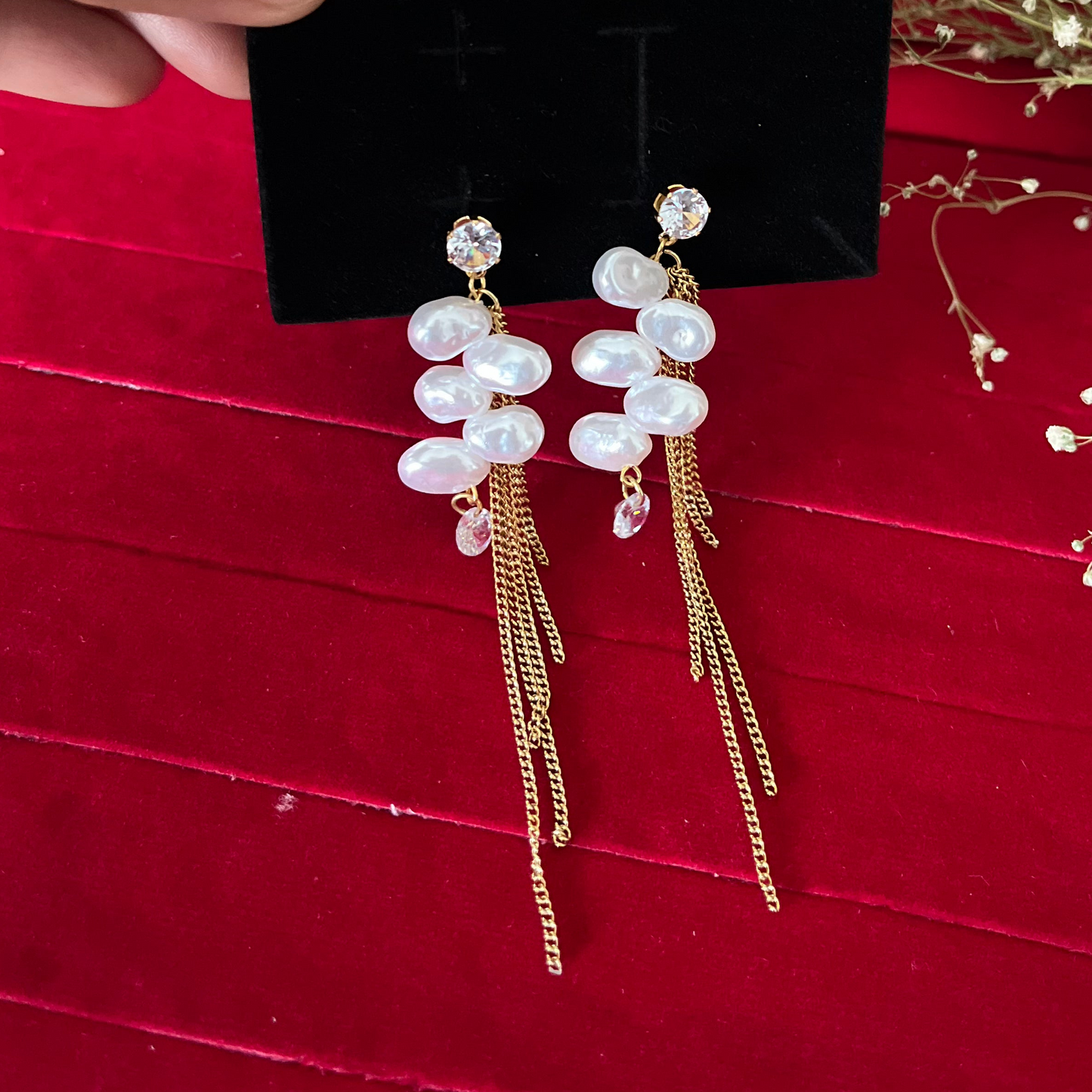 White Pearl Tassel Earring