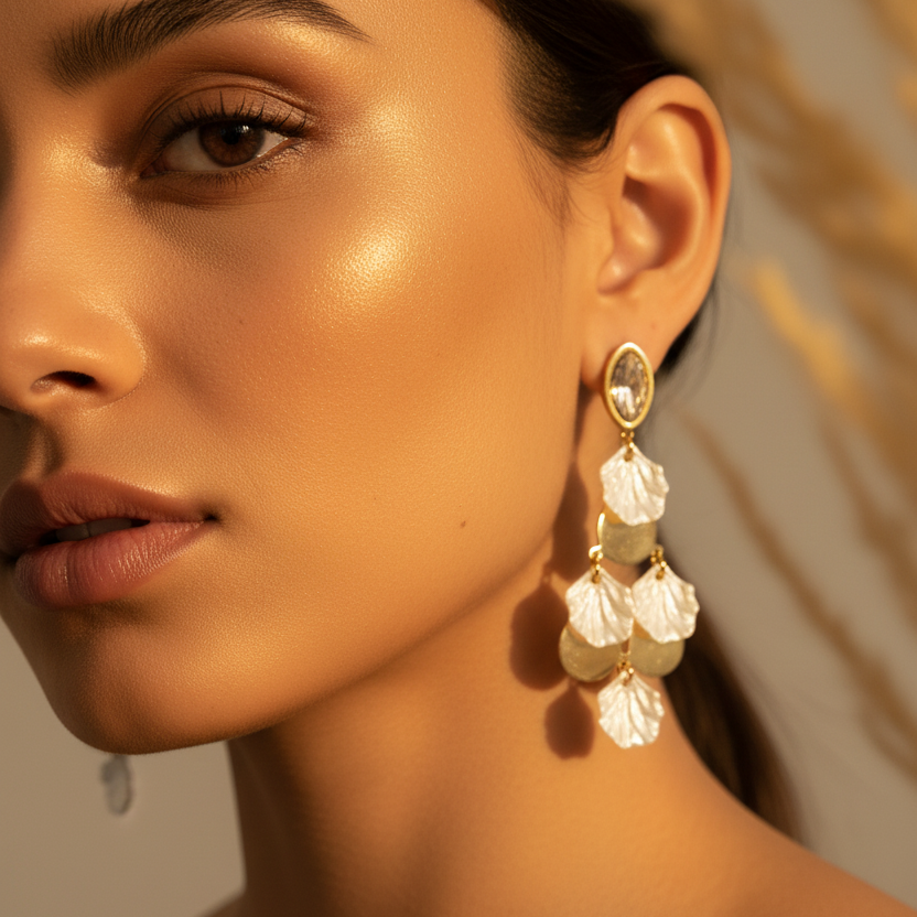 Gold Pearl Drop Earring