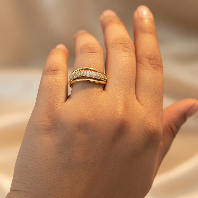 AD Studded Curvy  Ring
