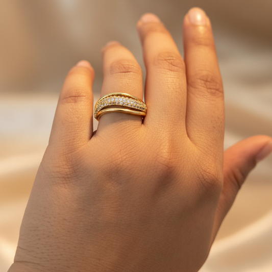 AD Studded Curvy  Ring
