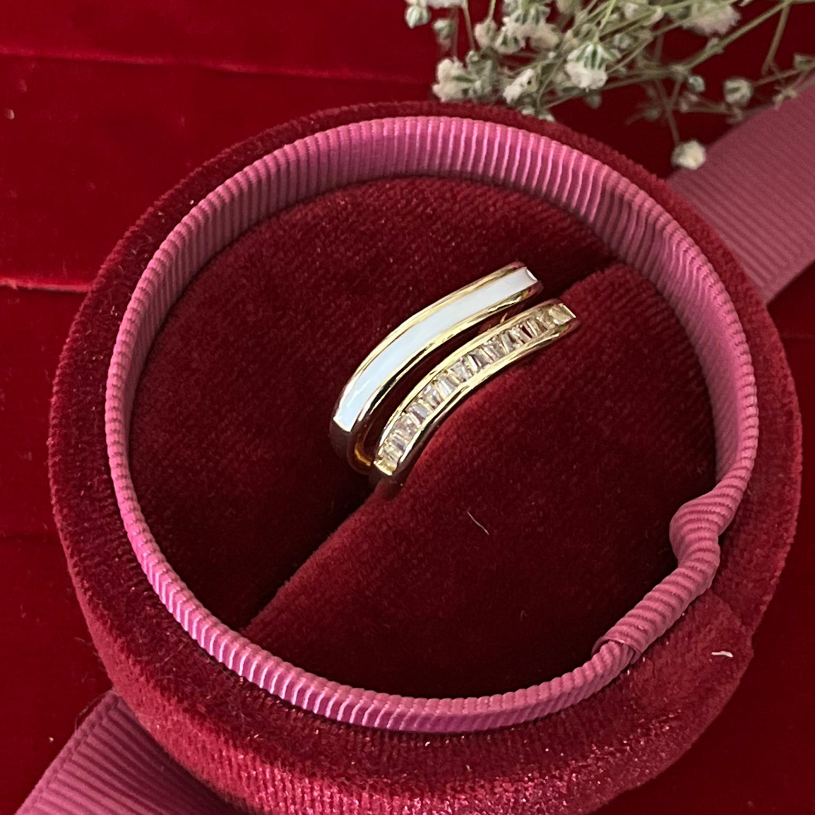 White AD Curvy  Ring