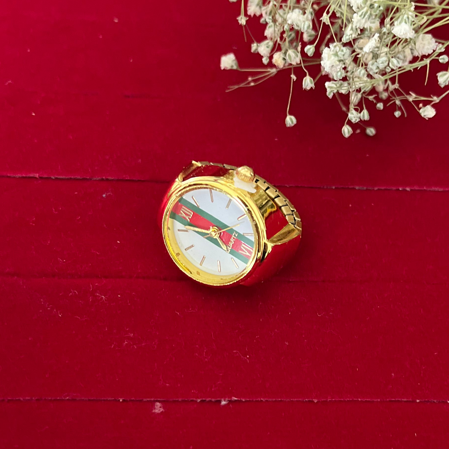White Dial Watch Ring