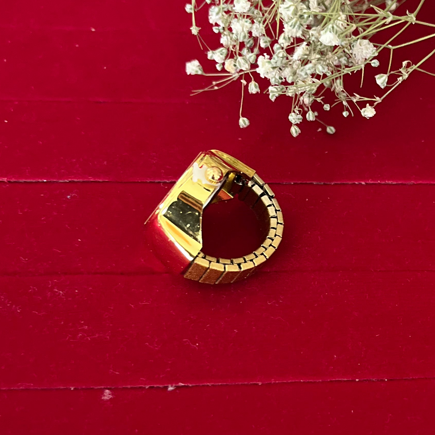 White Dial Watch Ring