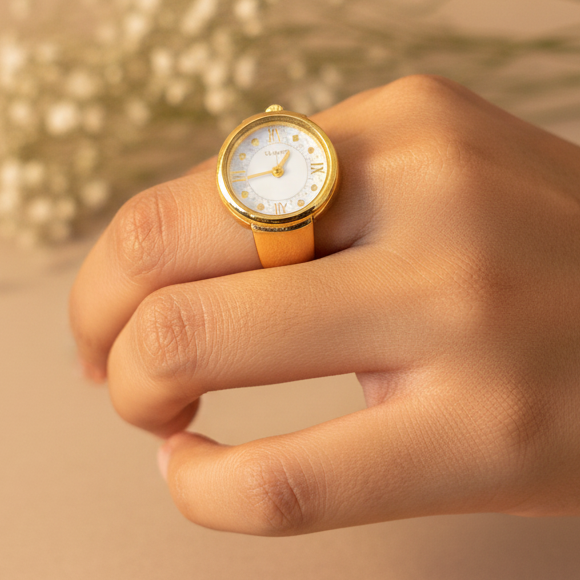 White Dial Watch Ring