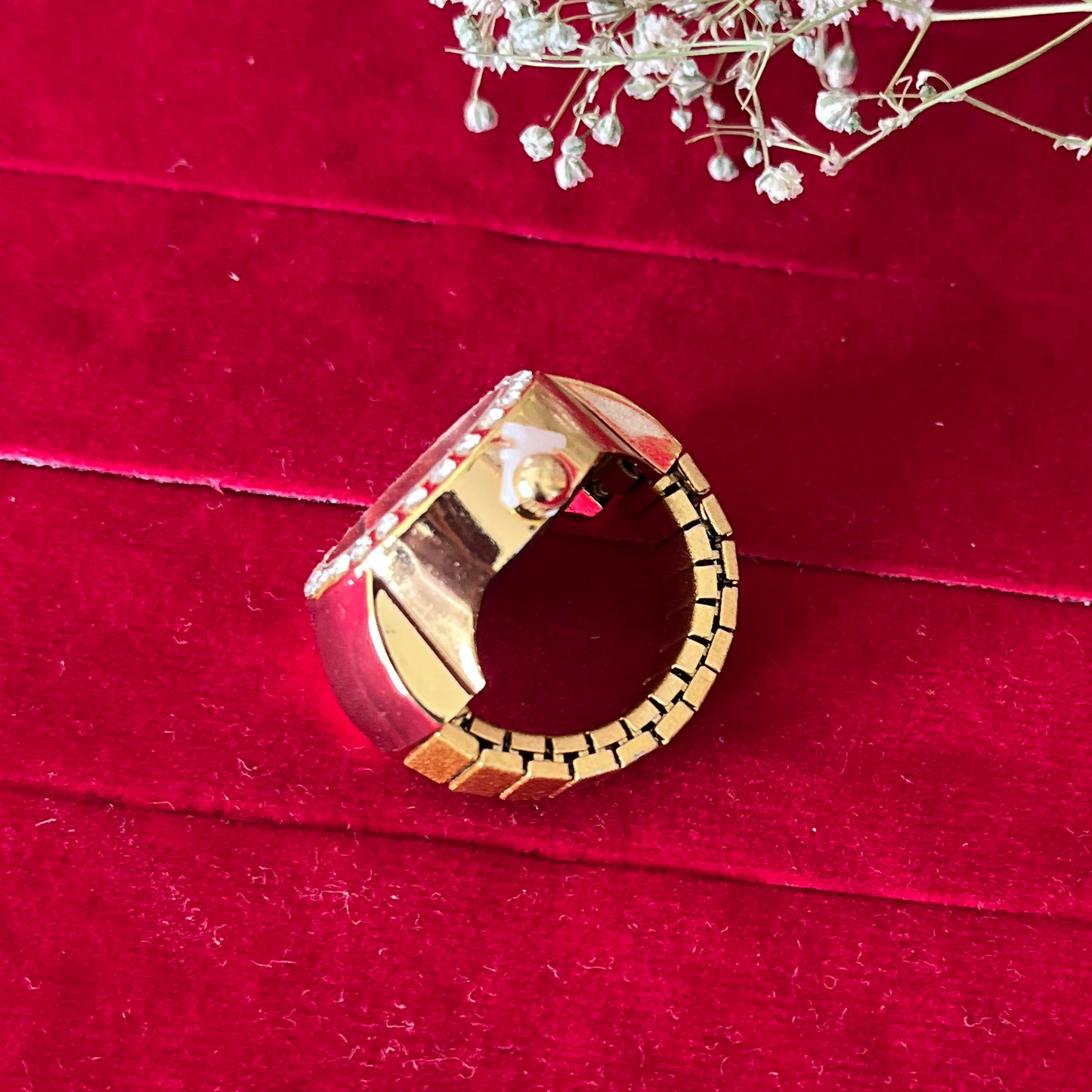 White Dial Watch Ring