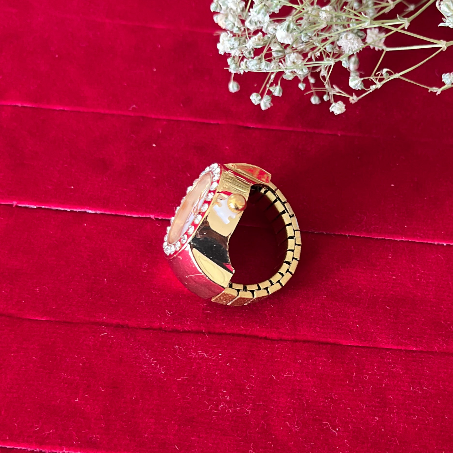 White Dial Watch Ring