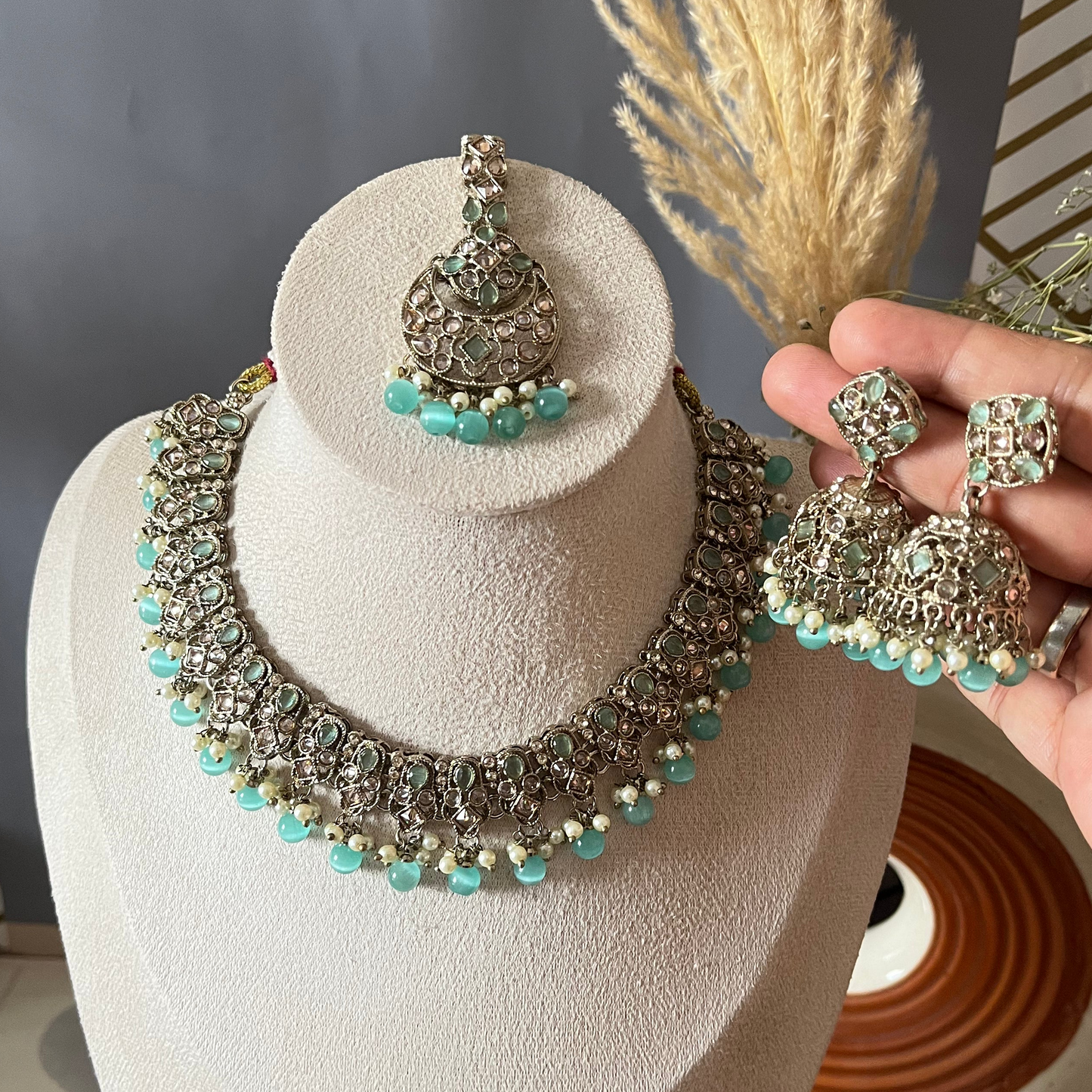 Mint Beads Necklace Set
