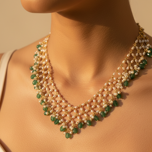 Mint Beads Pearl Necklace