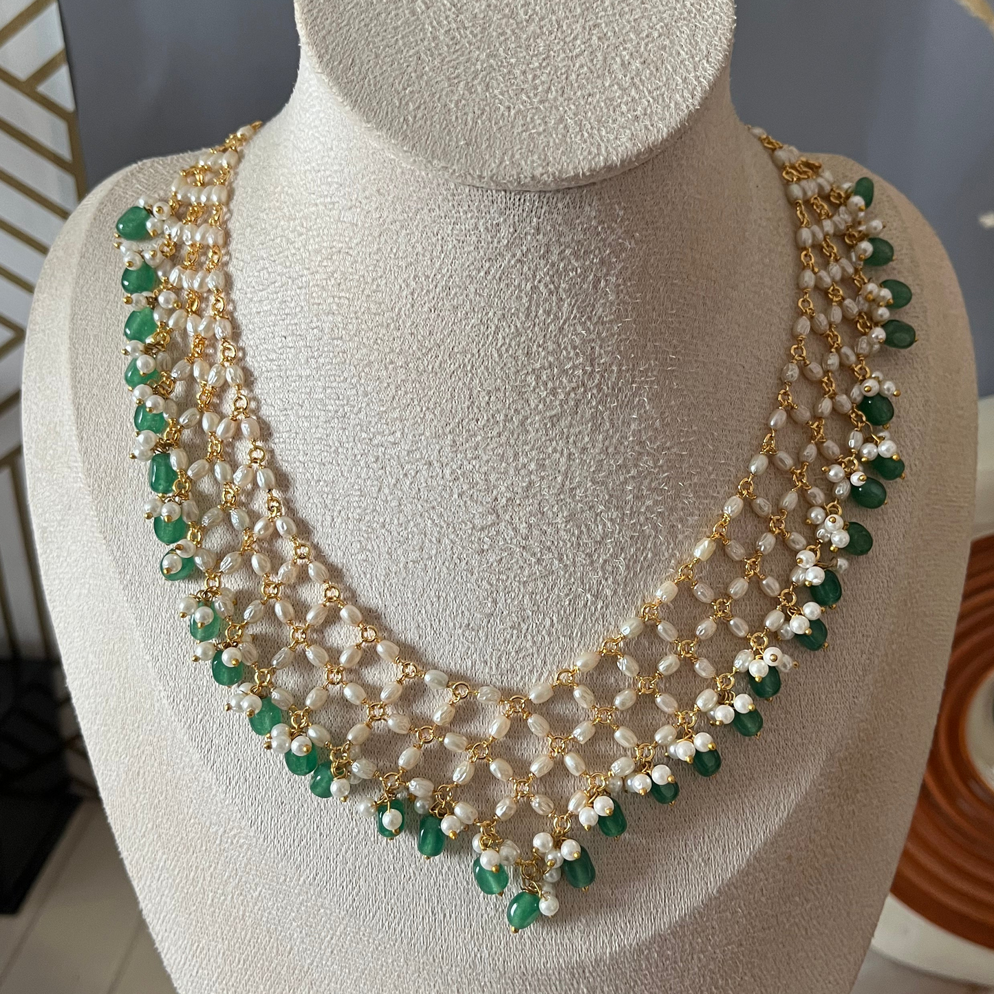 Mint Beads Pearl Necklace