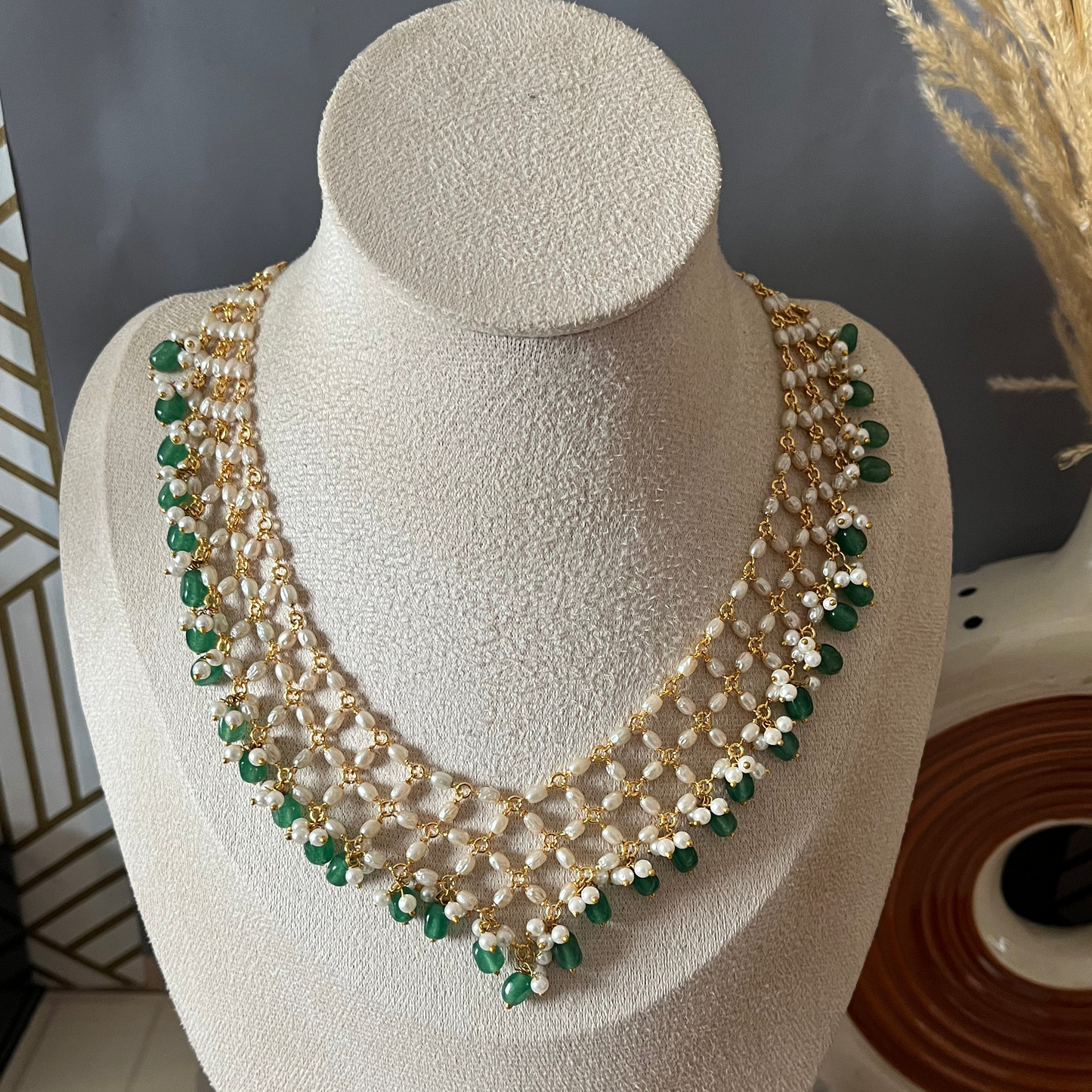 Mint Beads Pearl Necklace