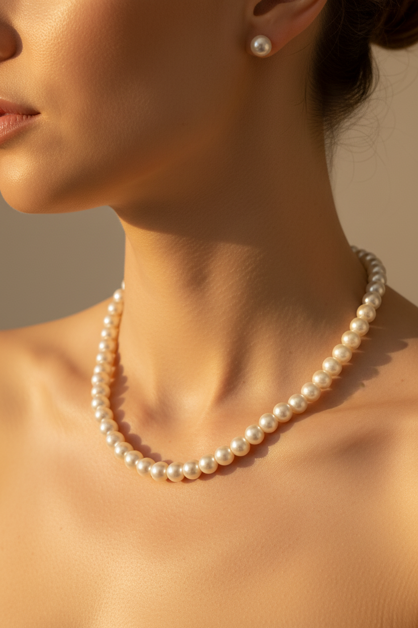 Single line Pearl Necklace Set