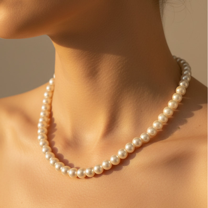 Single line Pearl Necklace Set