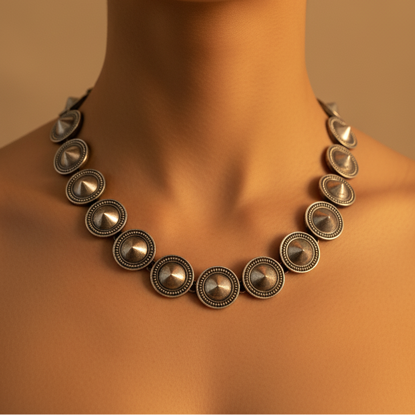 Silver Coin Necklace Set