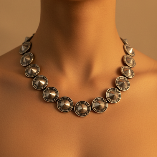 Silver Coin Necklace Set