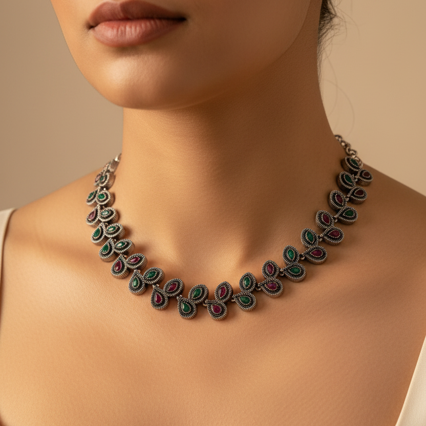 Sleek Leaf Necklace Set