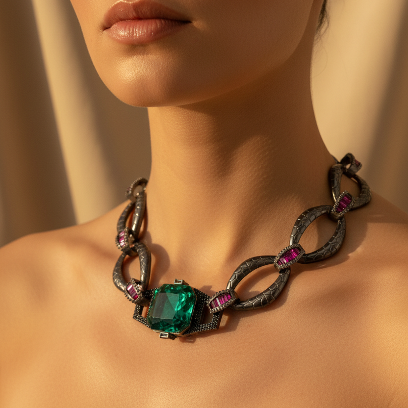 Doublet Stone Choker Necklace Set