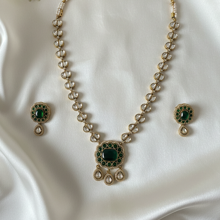 Monalisa Stone Moissanite Necklace Set