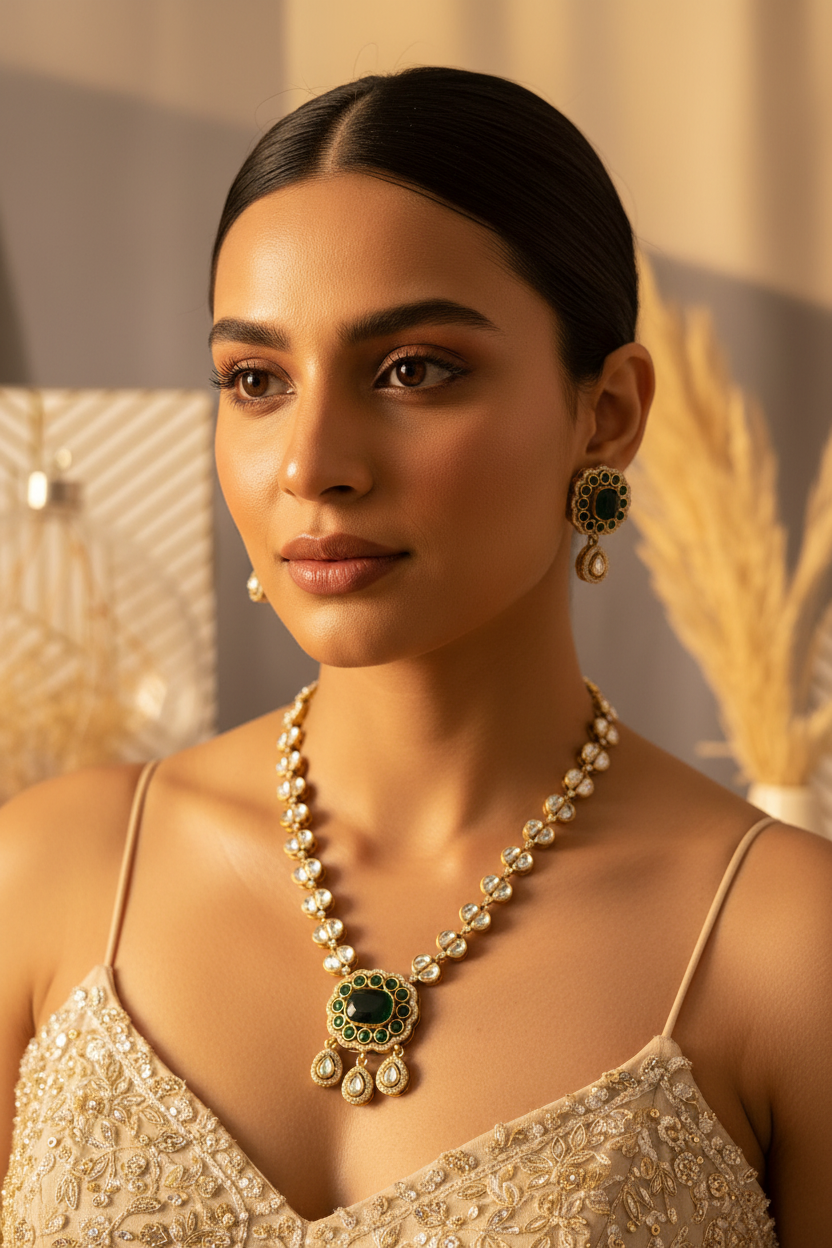 Monalisa Stone Moissanite Necklace Set