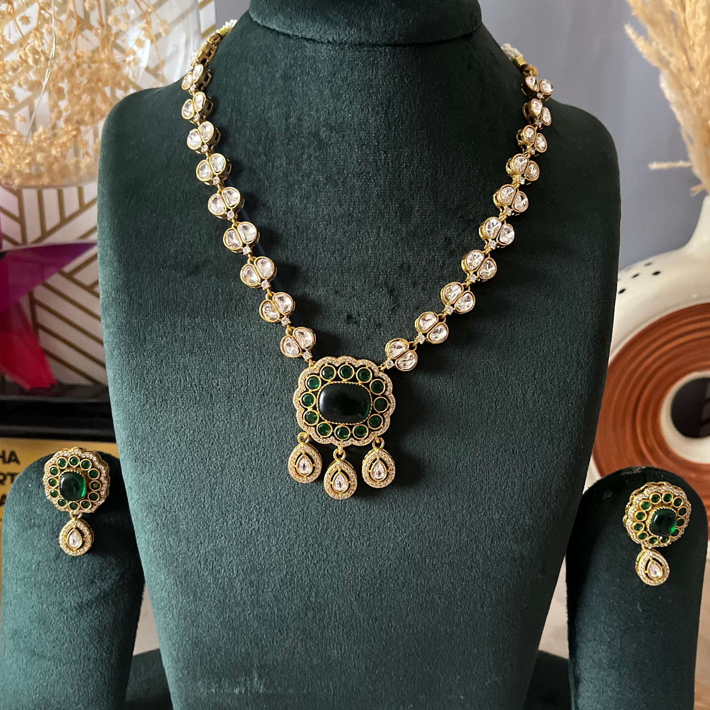 Monalisa Stone Moissanite Necklace Set