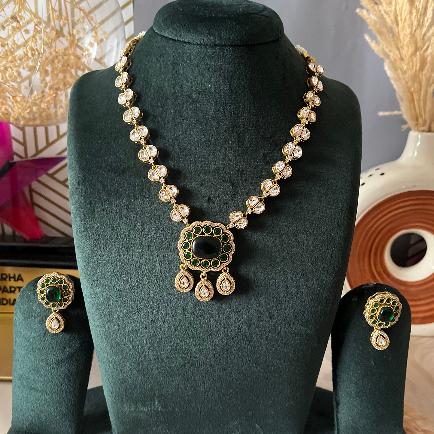 Monalisa Stone Moissanite Necklace Set