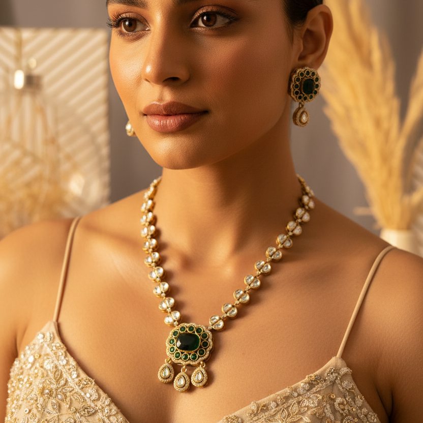 Monalisa Stone Moissanite Necklace Set