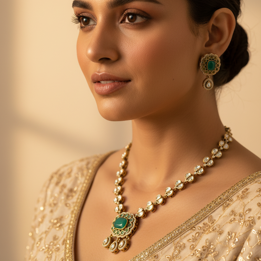 Monalisa Stone Moissanite Necklace Set