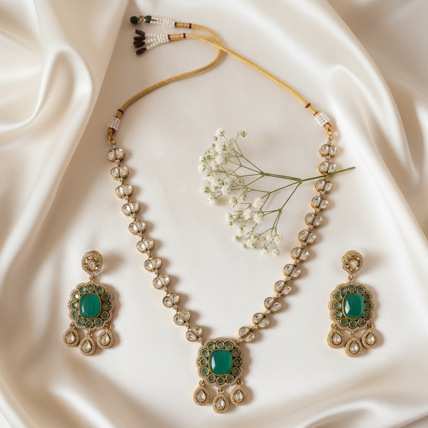Monalisa Stone Moissanite Necklace Set