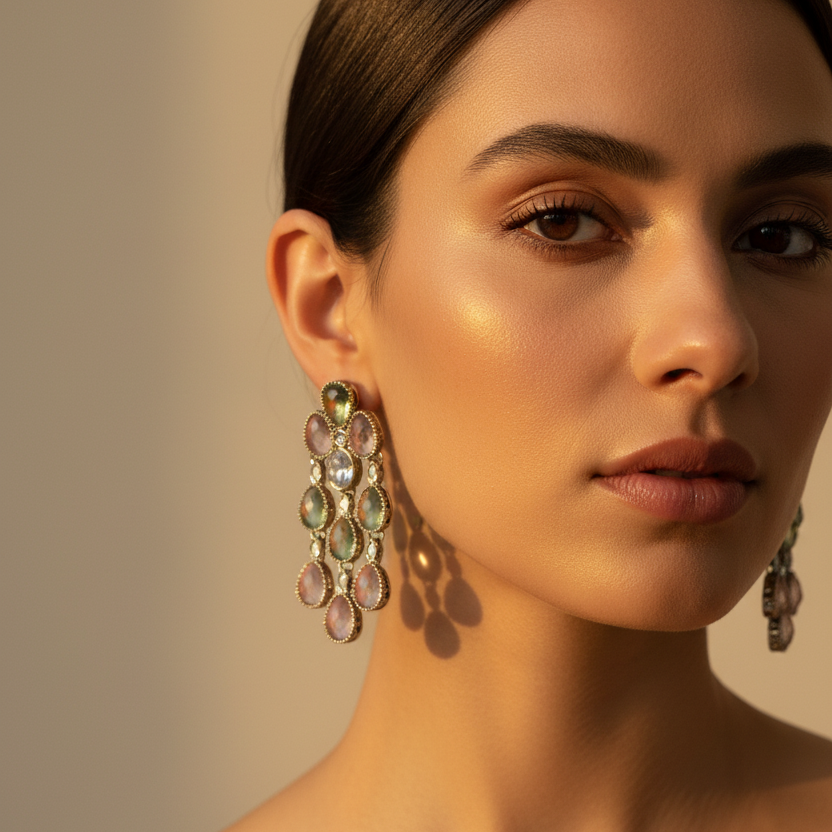 Pink & Mint Dangler Earrings