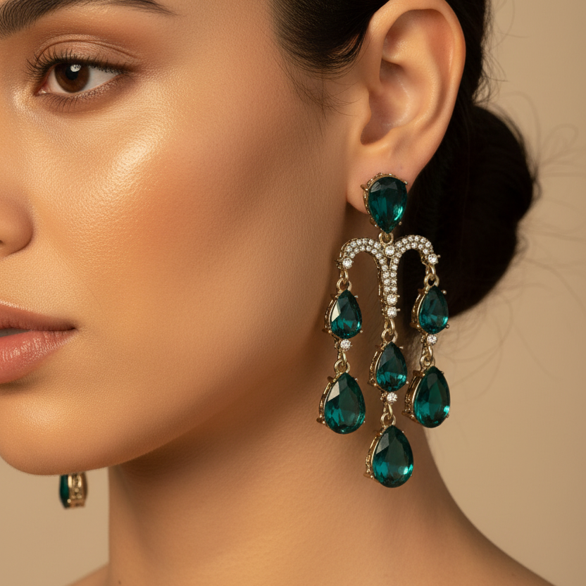 Stone Zircon Drop Earrings