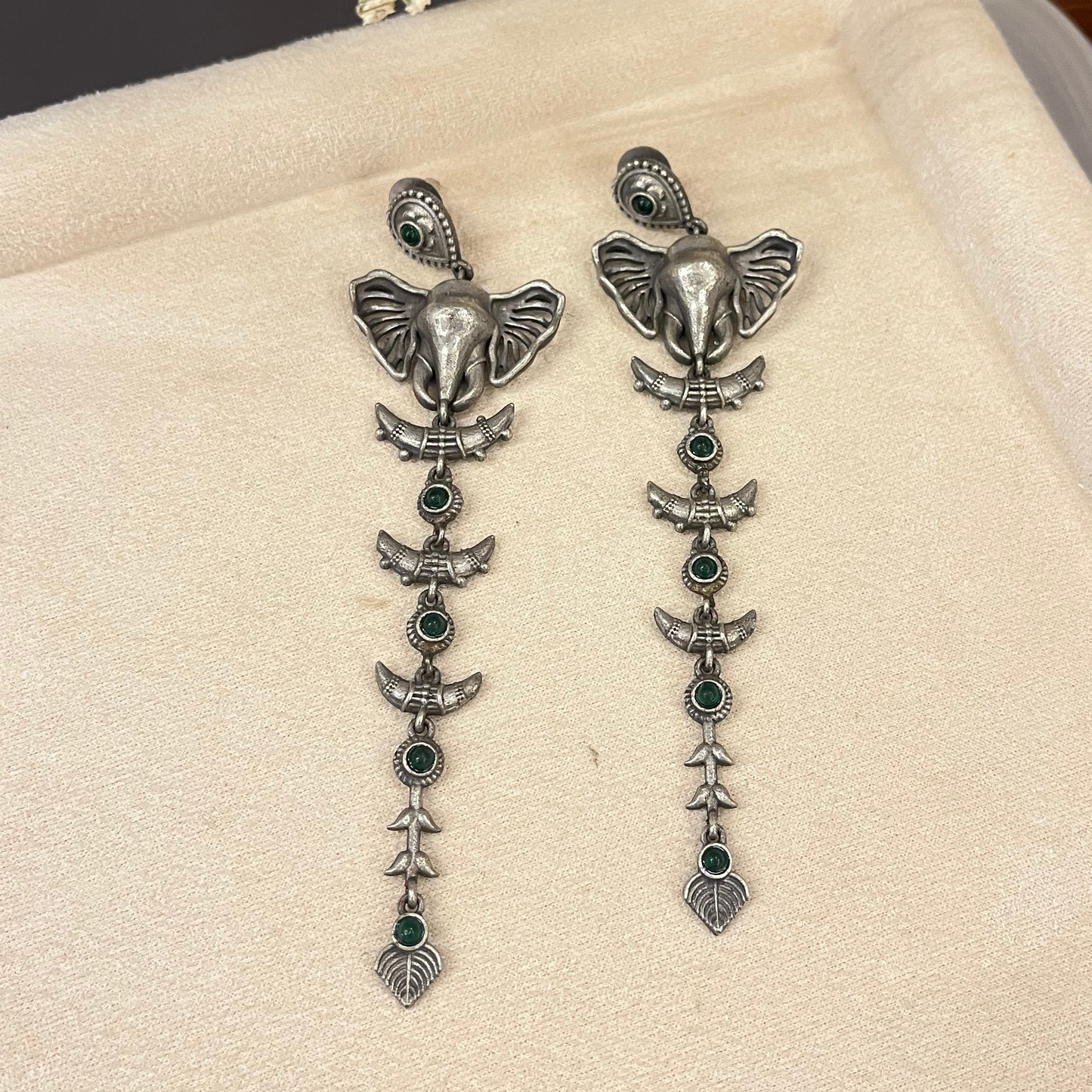 Silver Elephant Drop Earrings