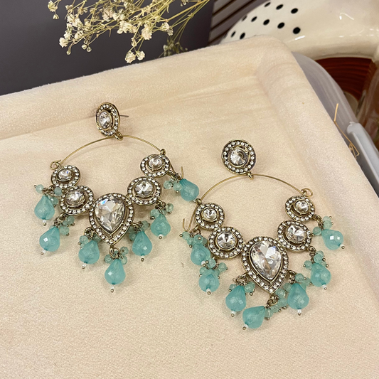 Kundan Beads Chandbali Earrings