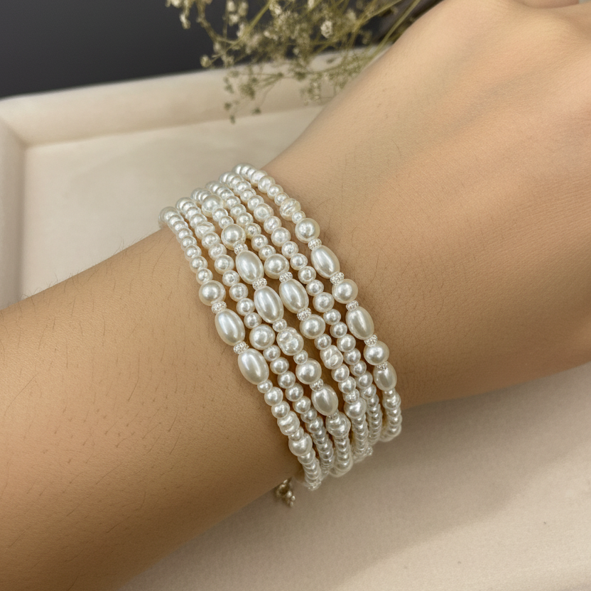 5 Layer Pearl Chain Bracelet