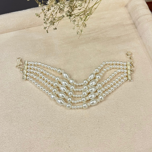 5 Layer Pearl Chain Bracelet