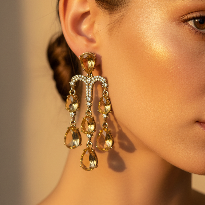 Stone Zircon Drop Earrings