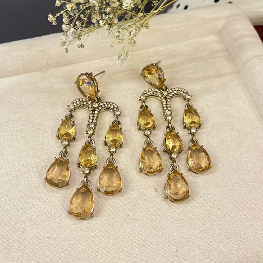 Stone Zircon Drop Earrings
