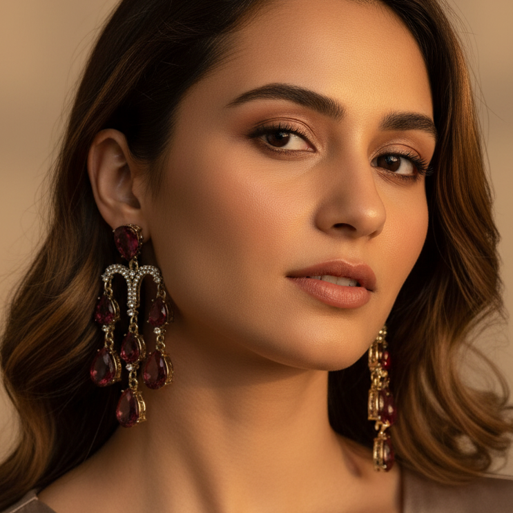 Stone Zircon Drop Earrings