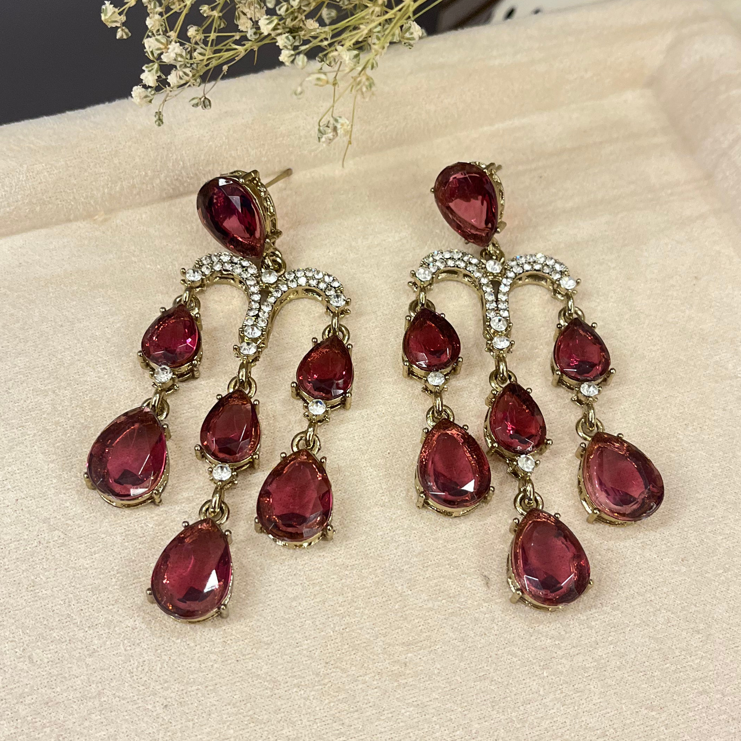 Stone Zircon Drop Earrings