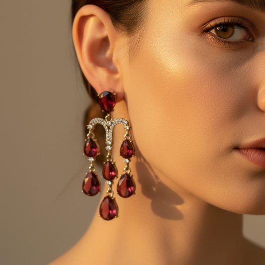 Stone Zircon Drop Earrings