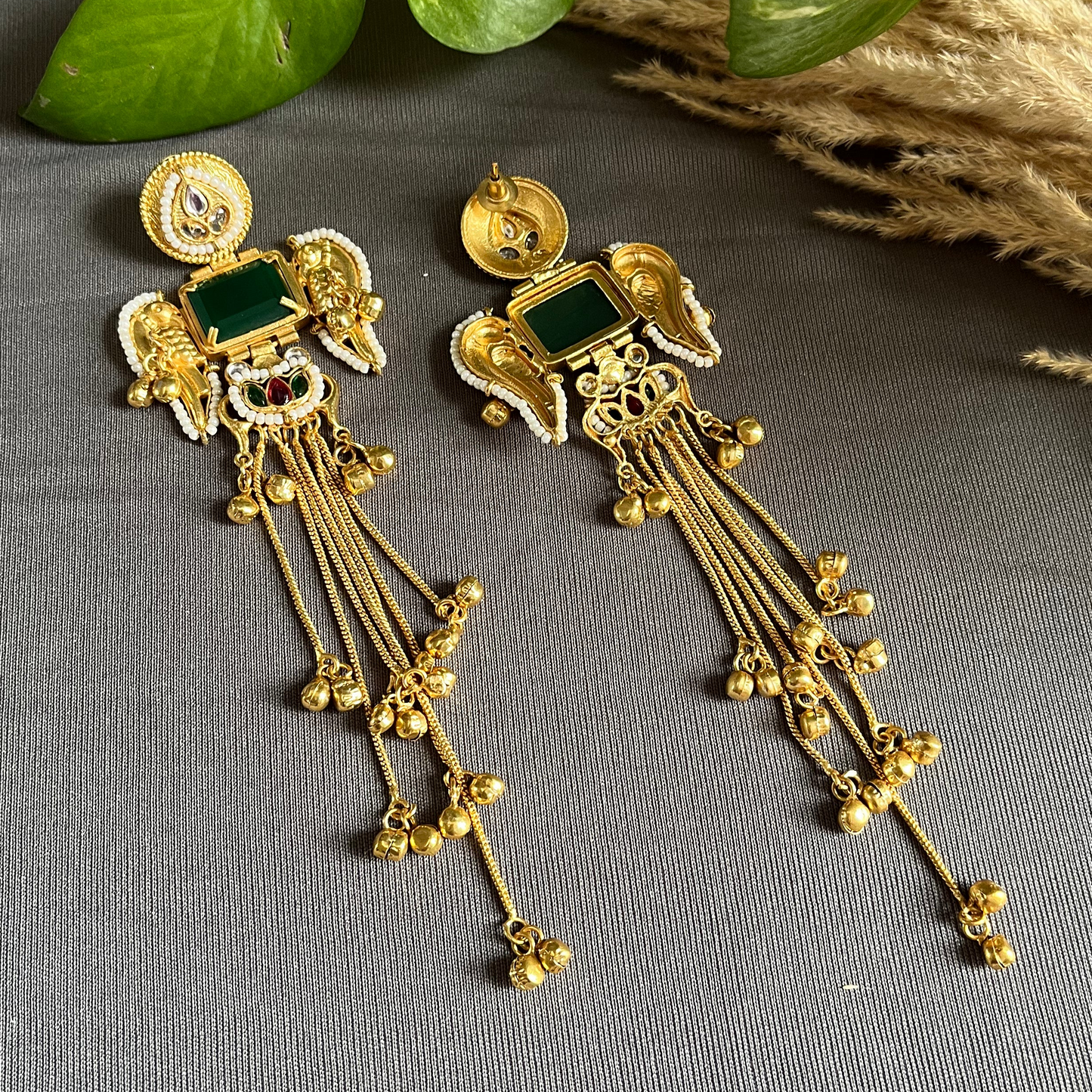 Green Stone Mira Kashmiri Earrings