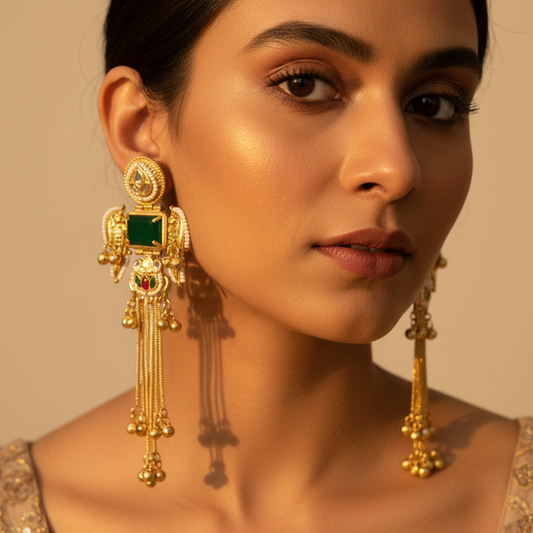 Green Stone Mira Kashmiri Earrings