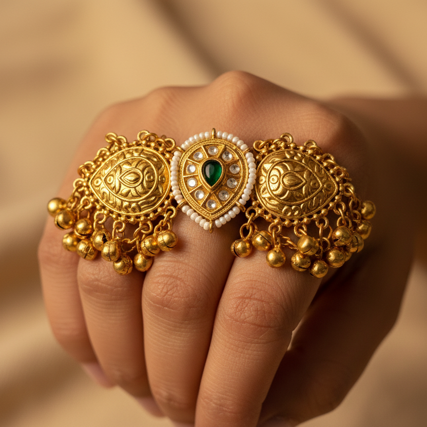 Kashmiri Ghungroo Statement Ring
