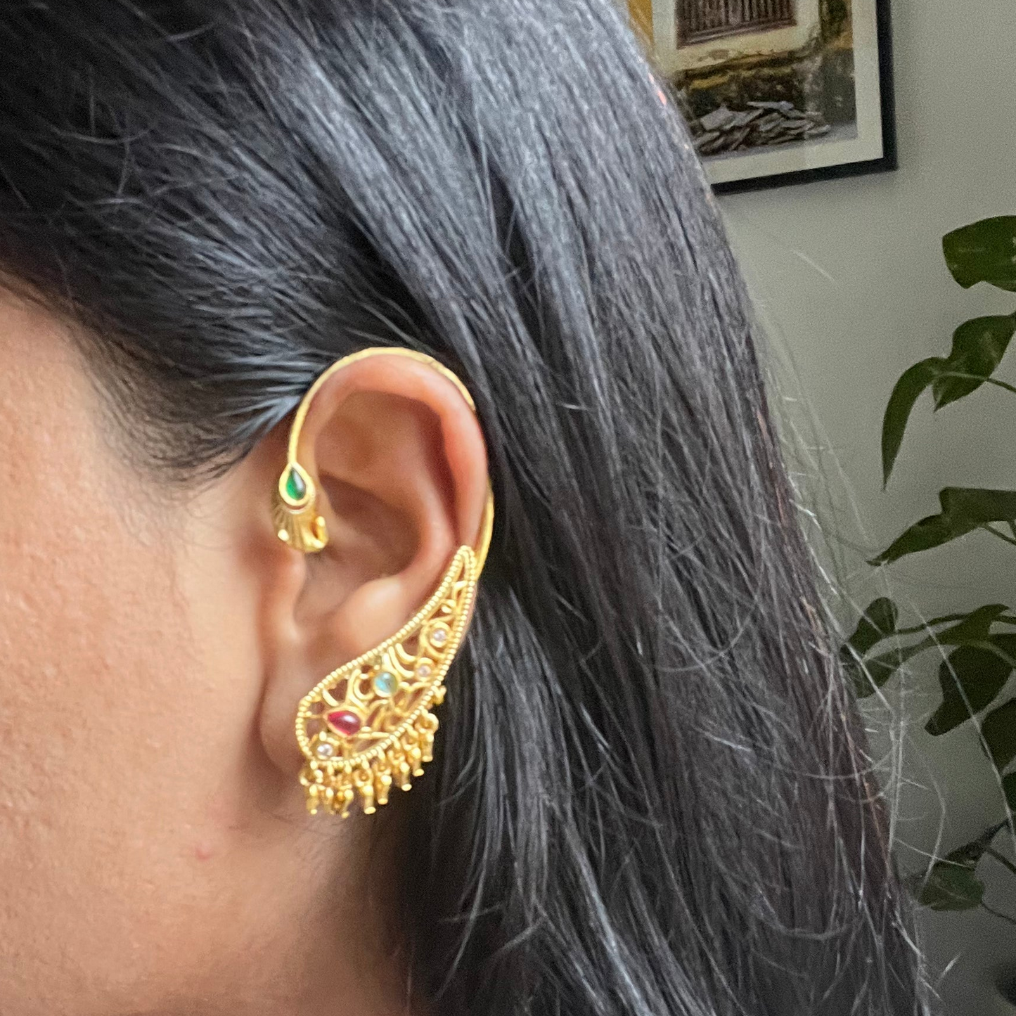 Gold Polish Ear Cuff Earrings
