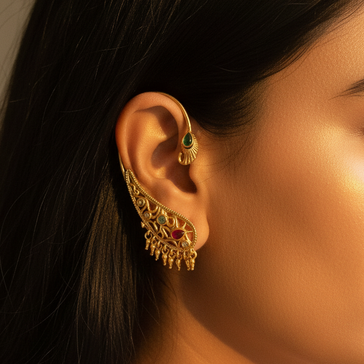 Gold Polish Ear Cuff Earrings