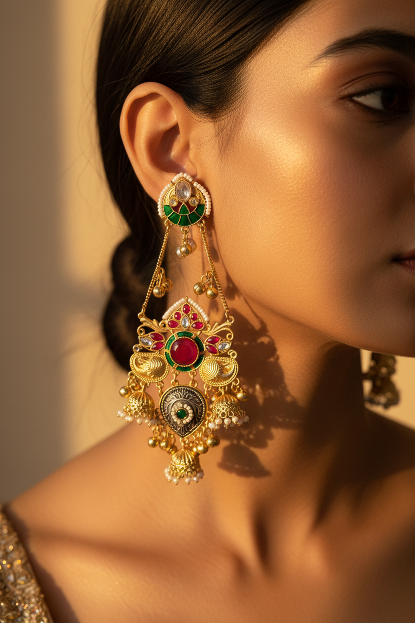 Statement Kashmiri Dangler Earrings