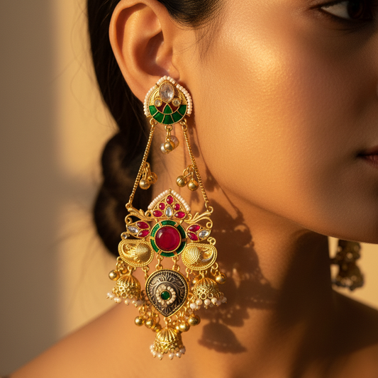 Statement Kashmiri Dangler Earrings