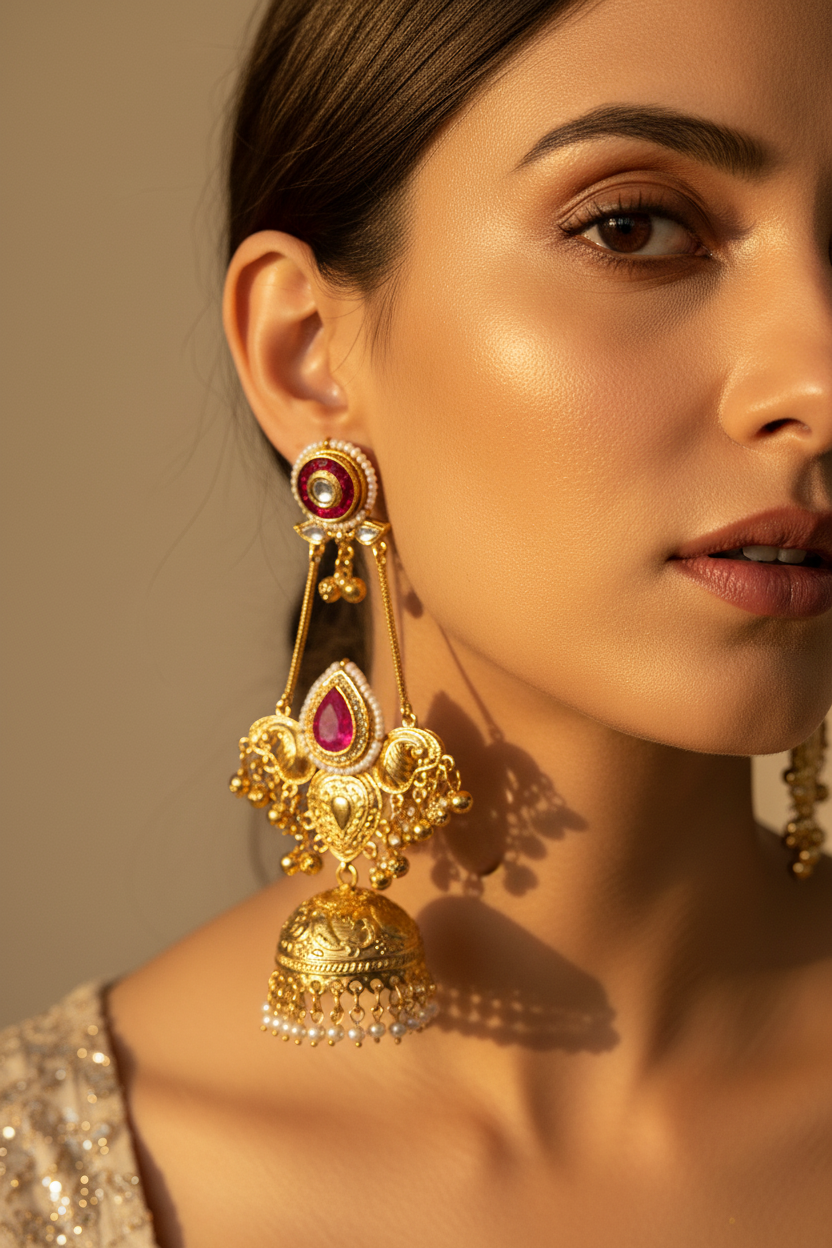 Drop Jhumka Kashmiri Earrings