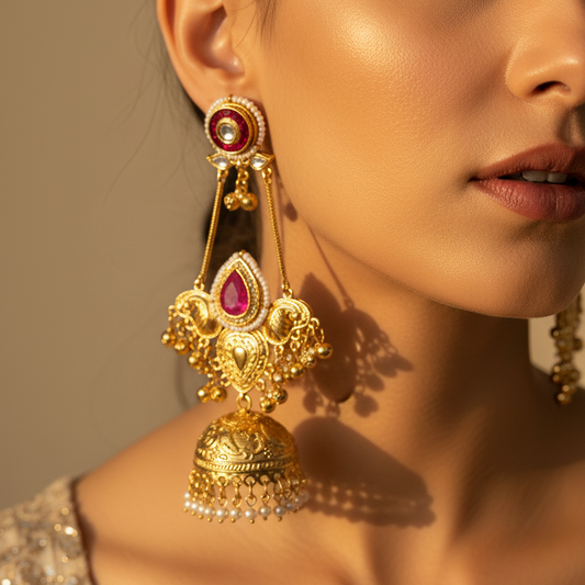 Drop Jhumka Kashmiri Earrings