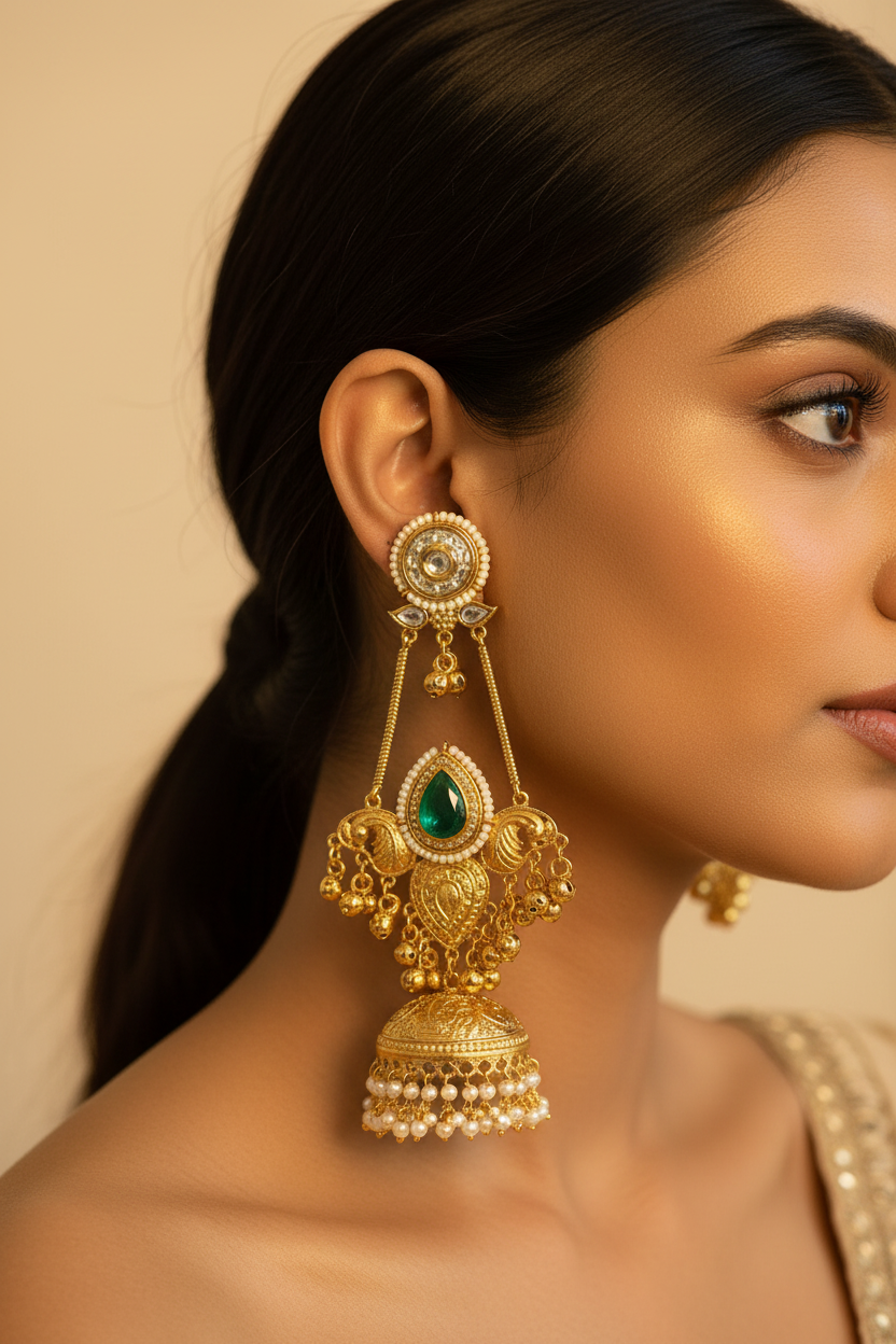 Drop Jhumka Kashmiri Earrings